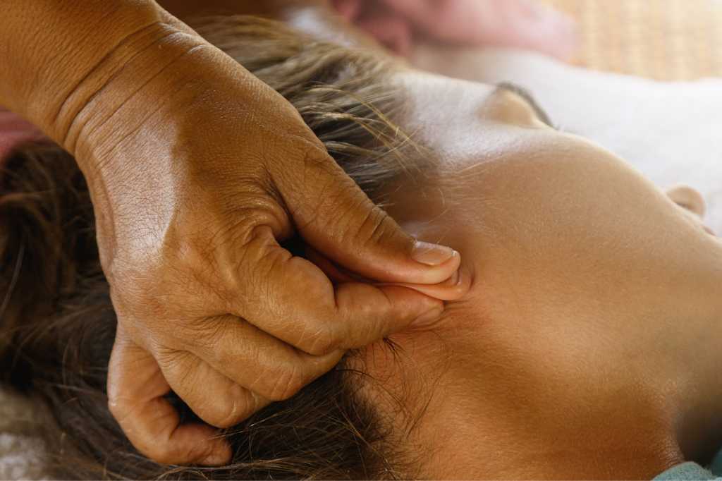 acupressure point behind ear - massage and reflexology